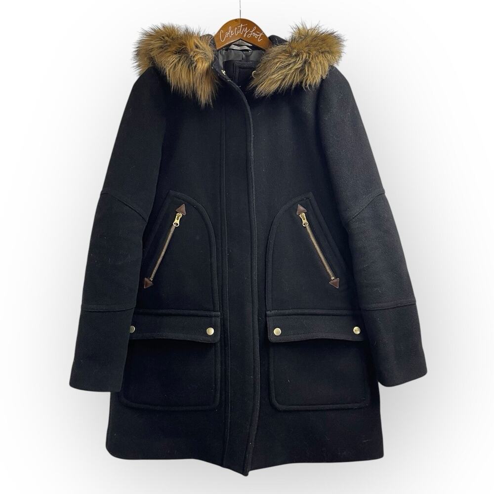 J Crew Chateau Parka 6 Tall Black Italian Stadium Cloth
